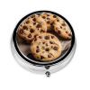 Chocolate Chip Biscuits Pill Box 3 Compartment Round Metal Pill Case for Purse & Pocket, Portable Medicine Organizer Travel Pillbox Daily Pill Container Holder to Hold Vitamins, Fish Oil view 2