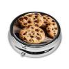 Chocolate Chip Biscuits Pill Box 3 Compartment Round Metal Pill Case for Purse & Pocket, Portable Medicine Organizer Travel Pillbox Daily Pill Container Holder to Hold Vitamins, Fish Oil view 3