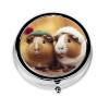 Cute Guinea Pigs Pill Box 3 Compartment Round Metal Pill Case for Purse & Pocket, Portable Medicine Organizer Travel Pillbox Daily Pill Container Holder to Hold Vitamins, Fish Oil view 2