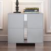 Bellemave Nightstand with 2 Drawers,Mirrored Bedside Table with Metal Foot,Night Stand for Bedroom,Wooden End Table for Living Room (Gray) view 2