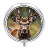 Wildlife Deer Bear Elk Pill Box 3 Compartment Waterproof Pill Case with Mirror Portable for Purse Pocket Daily Medicine Vitamin Organizer Travel Med Container Holder for Fish Oil Supplements view 1