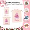 UOZGUY Custom Pink Christmas Santa Sack, Personalized Drawstring Canvas Santa Bag with Your Name, Large Xmas Gift Wrap for Girls Women, 27" 17" 12.5 Inches, Wishing for a Pink Christmas, Tree-4 view 2