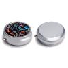 Zeeland Butterfly Metal Pill Organizer, 3 Compartment Waterproof Pill Case with Mirror for Purse Pocket Bag, Daily Medicine Vitamin Holder, Portable Travel Med Container(Round) view 3