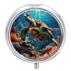 Sea Turtles Diamond Painting Pill Box 3 Compartment Waterproof Pill Case with Mirror Portable for Purse Pocket Daily Medicine Vitamin Organizer Travel Med Container Holder for Fish Oil Supplements view 1