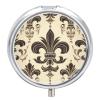 Fleur-de-Lis And Coat Arms Knight Pill Box 3 Compartment Waterproof Pill Case with Mirror Portable for Purse Pocket Daily Medicine Vitamin Organizer Travel Med Container Holder for Fish Oil Supplement view 1