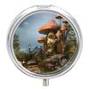 Mushroom Garden Pill Box 3 Compartment Waterproof Pill Case with Mirror Portable for Purse Pocket Daily Medicine Vitamin Organizer Travel Med Container Holder for Fish Oil Supplements view 1