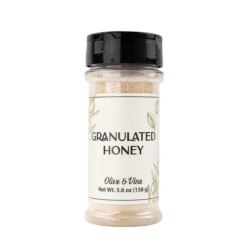 Olive & Vine Granulated Honey, Sweet Flavor, For Baking & Beverages, Rich Tradition, Authentic Taste, For Global Recipes (5.6 Ounce)
