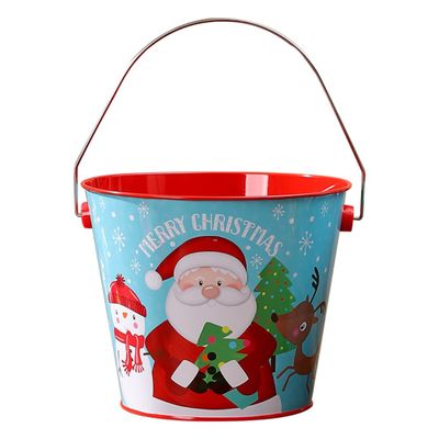 MOYEE Christmas Iron Hand Gift Bucket Large Theme Party Decoration Candy Chocolate Storage(Large A-1 Pattern Random)