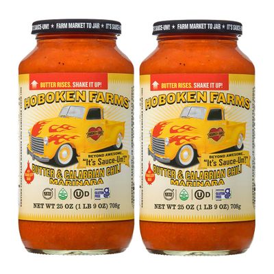 Hoboken Farms Butter & Calabrian Chili Marinara Sauce - No Sugar Added, Non-GMO, Preservative-Free, Low Carb, Keto and Seed Oil Free - Better For You Past Sauce! (25 Fl Oz, Pack of 2)