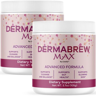 (2 Pack) DermaBrew Max Powder - Official Derma Brew Max Premium Advanced Formula for Healthy Skin, All Natural Ingredients for Overall Health Lifestyle and Wellness Support, 120 Servings for 2 Months