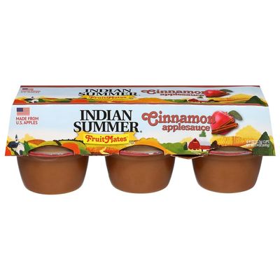 Indian Summer Single Serve Cinnamon Apple Sauce, Individually Packed Applesauces, 6 Single Cups, 4 Ounces Each (Cinnamon)