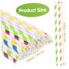 IWOWHERO 250pcs Stripe Paper Drinking Straws Disposable Straight Straws for Birthday Party Decoration Home Bar Smoothie Milkshake view 2