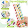 IWOWHERO 250pcs Stripe Paper Drinking Straws Disposable Straight Straws for Birthday Party Decoration Home Bar Smoothie Milkshake view 3