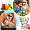 IWOWHERO 250pcs Stripe Paper Drinking Straws Disposable Straight Straws for Birthday Party Decoration Home Bar Smoothie Milkshake view 4