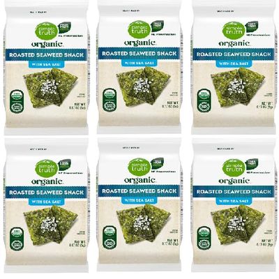 Organic Sea Salt Roasted Seaweed Snack (6 Small Packs, 0.17 oz. each pack)