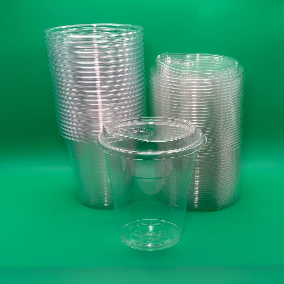24oz Clear Plastic Pet Cups With Sip Lids (500pcs)