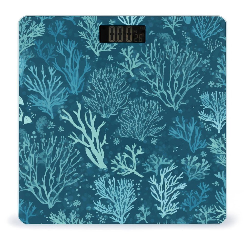 Green Sea Blue Seaweed Weight Scale,Accurate Digital Weighing Machine,Bathroom Scales with Large LCD Display and Slim Tempered Glass Digital