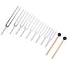 Matybobe Aluminum Alloy Sensory Tuning Fork Set for Healing 9 Pcs 174HZ 285 396 417 528 639 741 852 963HZ Frequencies Meditation Massage Silver Wood view 1