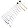 Matybobe Aluminum Alloy Sensory Tuning Fork Set for Healing 9 Pcs 174HZ 285 396 417 528 639 741 852 963HZ Frequencies Meditation Massage Silver Wood view 3