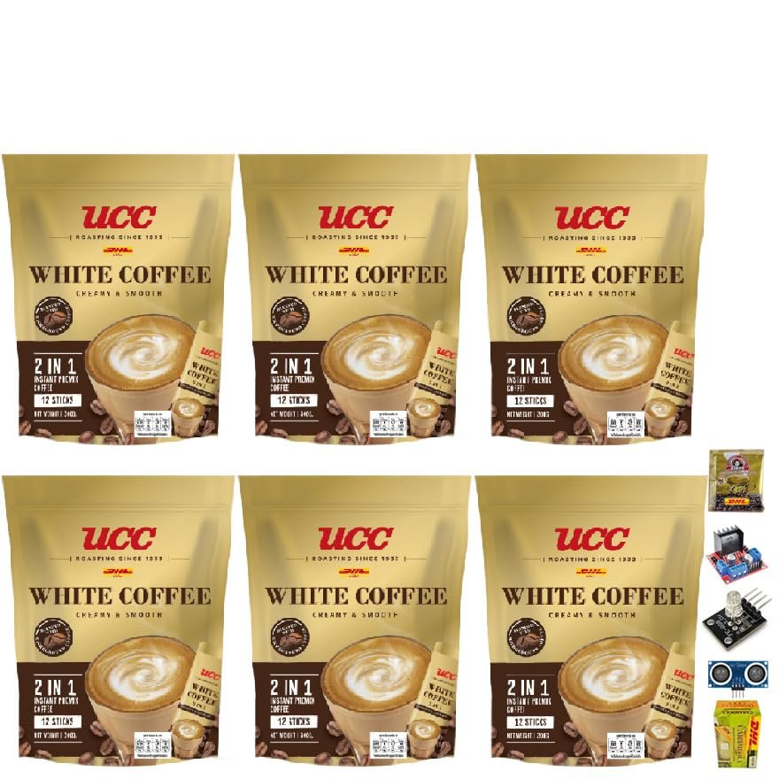 2 in 1 Snack 300 grams (12 Sachets) UCCWhite Instant Coffee Mix Healthy Roasted Delicious Mellow Intense Set 6 By Beautygoodshop [Get Free For You Beauty Gifts]