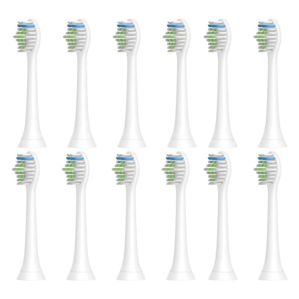 12PCS HX6064 Electric Toothbrush Heads for H-X6950/H-X6780/H-X6930/H-X3110/H-X9350 Soft Bristle Replacement Brush Heads White(12pcs)
