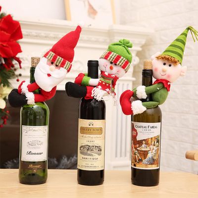 Christmas Wine Gift Bags with Drawstring Bulk Green Cute Xmas Wine Bottle Cover Decor Snowman Elf Champagne Gift Bag for Christmas Table Decorations Holiday Party Supplies 1 Pcs