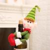 Christmas Wine Gift Bags with Drawstring Bulk Green Cute Xmas Wine Bottle Cover Decor Snowman Elf Champagne Gift Bag for Christmas Table Decorations Holiday Party Supplies 1 Pcs view 3