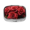 Pill Box with Mirror 2 Compartment Red Rose Small Pill Case for Purse Or Pocket Mini Metal Pill Holder Travel Weekly Medicine Tablet Vitamin Holder Organizer Travel Gifts view 1