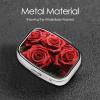 Pill Box with Mirror 2 Compartment Red Rose Small Pill Case for Purse Or Pocket Mini Metal Pill Holder Travel Weekly Medicine Tablet Vitamin Holder Organizer Travel Gifts view 3