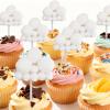 10pcs Fluffy Cloud Cupcake Toppers - Plush Yarn Ball Cake Decorations for Baby Shower, Birthday, Wedding Party Supplies (White) view 4