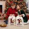 JugJug Personalized Christmas Gift Bag with Custom Name, Santa & Reindeer Flight Initial Design, Festive Canvas Sack for Kids, Reusable Holiday Gift Wrap (D26) view 2