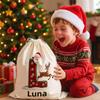 JugJug Personalized Christmas Gift Bag with Custom Name, Santa & Reindeer Flight Initial Design, Festive Canvas Sack for Kids, Reusable Holiday Gift Wrap (D26) view 4