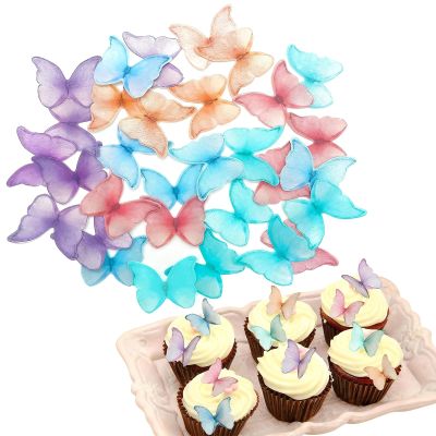Bestac Edible Wafer Paper Butterfly Decorations - 48 Pcs Mixed Colors, Food-Safe, Printable Cake Toppers, 1.96x1.6 Inch, Ideal for Birthday/Wedding/Cupcakes, Home Baking (5 Color Mixed)