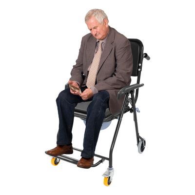 Folding Shower Commode Chair with Wheels - 330LBS Capacity, Detachable & Portable Bedside Rolling Shower Wheelchair for Elderly,Handicapped and Disabled (Black)