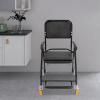 Folding Shower Commode Chair with Wheels - 330LBS Capacity, Detachable & Portable Bedside Rolling Shower Wheelchair for Elderly,Handicapped and Disabled (Black) view 3