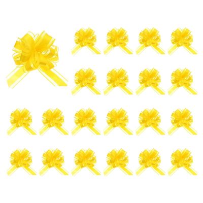 Pull Bows 20pcs Pull Bows 6.3 Inch Wide Organza Ribbon Bow for Gift Wrapping Orange/Yellow(Yellow)