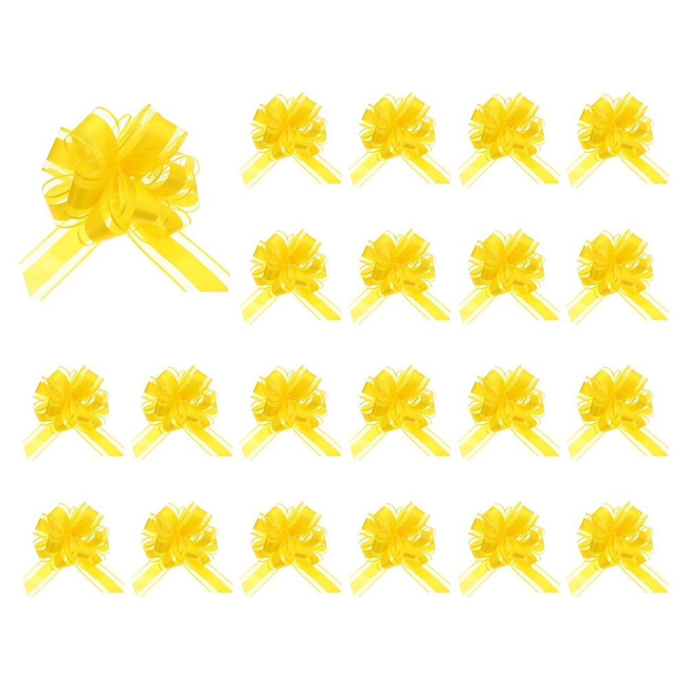 Pull Bows 20pcs Pull Bows 6.3 Inch Wide Organza Ribbon Bow for Gift Wrapping Orange/Yellow(Yellow)