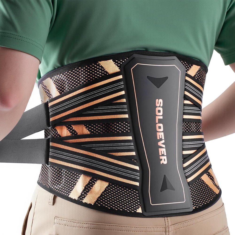 Ultra Breathable Back Brace for Lower Back Pain Relief,[Medical Grade & Copper Infused] Lumbar Support Belt with Bionic Support System, Adjustable Back Support Brace for Sciatica,Herniated Disc,Men&Women(S)
