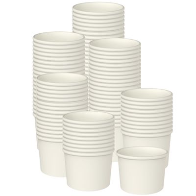 100 Pcs 4 Ounce Paper Ice Cream Cups Disposable Dessert Bowls White