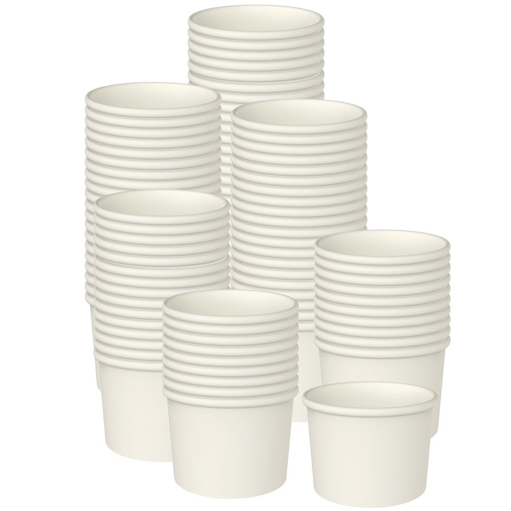 100 Pcs 4 Ounce Paper Ice Cream Cups Disposable Dessert Bowls White