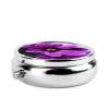 Purple Flower Pill Case 3 Compartments, Metal Round Portable Pill Box with Mirror, Waterproof Travel Pill Organizer for Purse & Pocket, Small Medicine Vitamin Holder Unique Gift view 4