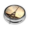 Eiffel Tower Pill Box 3 Compartment Round Metal Pill Case for Purse & Pocket, Portable Medicine Organizer Travel Pillbox Daily Pill Container Holder to Hold Vitamins, Fish Oil view 3