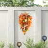 Maple Leaf Door Hanger Fall Flowers Wreath Thanksgiving Decoration Garland Hanging Maple Leaf Fall Decoration Simulation Garland Pendant Window Decor (B) view 3