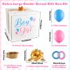 28 Inches Extra Large Gender Reveal Gift Box Kit with Oversized One Sided Printing Box Giant Pull Bows Balloon Ribbon for Gender Reveal Baby Shower Birthday Party Decor Supplies Not for Heavy-Duty view 2