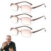 Vision Glasses Anti-Blue Light Presbyopia Glasses Intelligent Zoom Automatic Reading for Seniors Men Women (3pcs,Brown,1) view 1