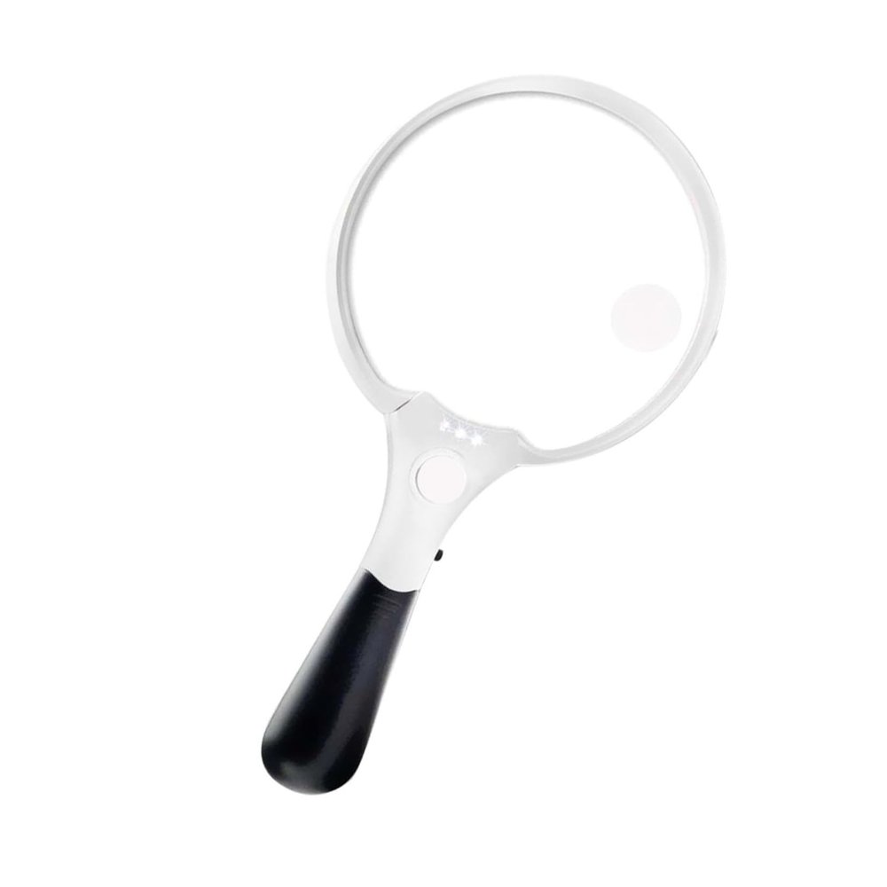 NineLife Basics Large Handheld Magnifier with LED Lights and Triple Lens Multipurpose Reading Tool for Low Vision Seniors Science Exploration Home Use