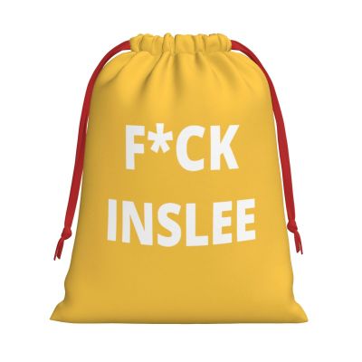 BYOBLU Fuck Inslee Christmas Gift Bags, Santa Wrapping Bags, Xmas Presents Bag With Drawstring, Holiday Party Favors Birthday & Christmas Gift (Large Medium Small)