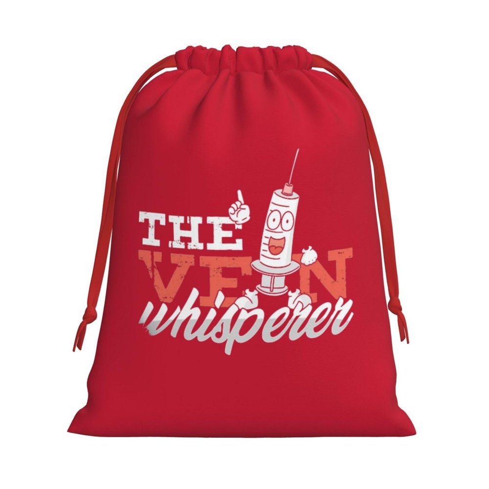 The Vein Whisperer Phlebotomy Phlebotomist Blood Christmas Gift Bags, Santa Wrapping Bags, Xmas Presents Bag With Drawstring, Holiday Party Favors Birthday & Christmas Gift (Large Medium Small)