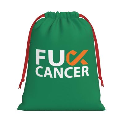 ByoBLu Fuck Leukemia Cancer Orange Ribbon Christmas Gift Bags, Santa Wrapping Bags, Xmas Presents Bag With Drawstring, Holiday Party Favors Birthday & Christmas Gift (Large Medium Small)