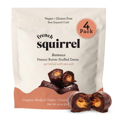 Dark Chocolate Coated Peanut Butter Stuffed Medjool Dates Gluten-Free, Vegan, Kosher Snack with Sea Salt & Organic Pitted Medjool Dates - Plant-Based Energy Bite - Sweet & Salty Dark Chocolate Covered Fruit